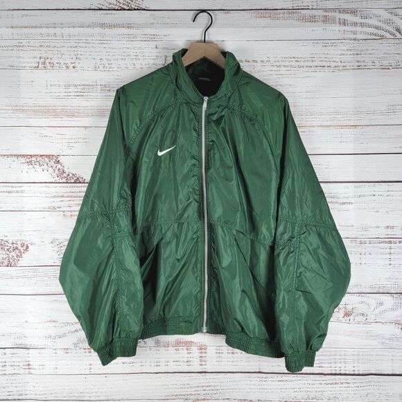 Vintage Nike Team Mens Size L Full Zip Jacket Front Vented Green - Picture 1 of 9